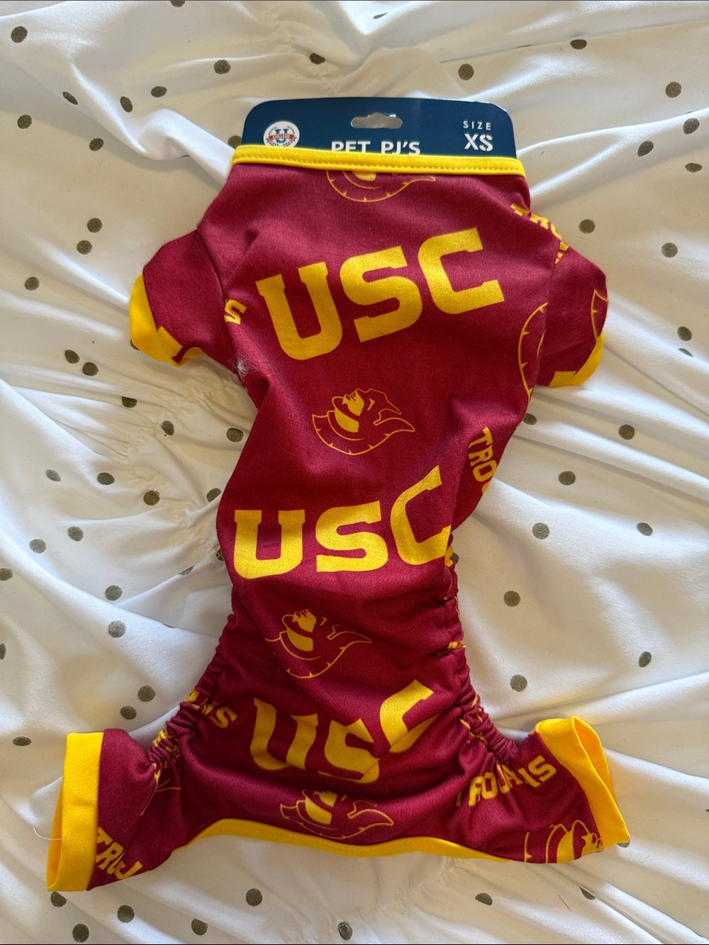 USC Trojans Maroon & Gold Pet Pajamas XS